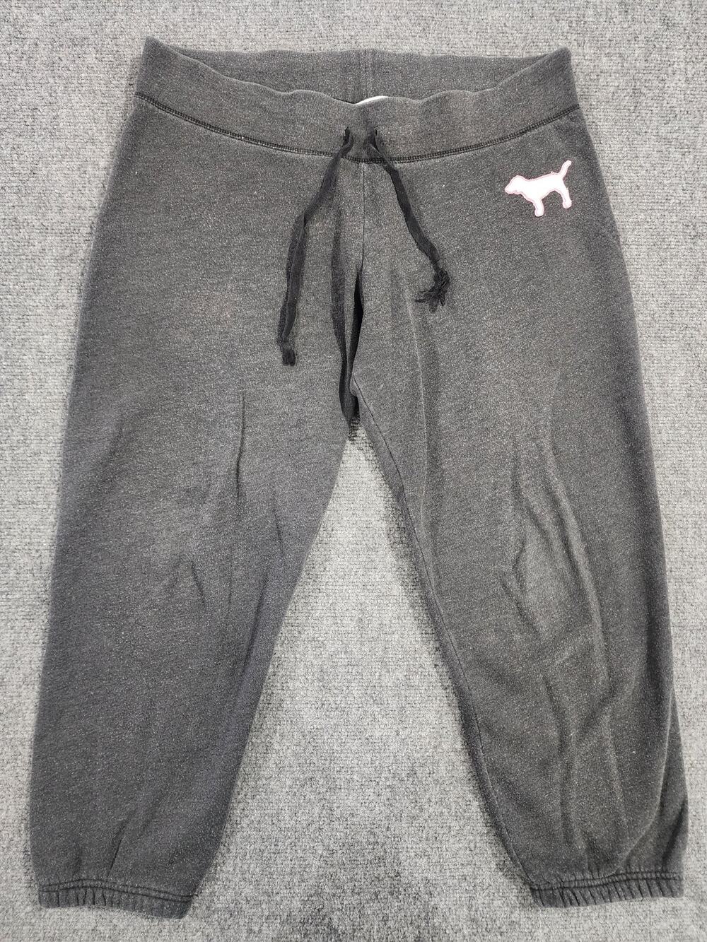 Vintage 2006 Victorias Secret PINK Academy Charcoal Grey Joggers Back Spellout L
